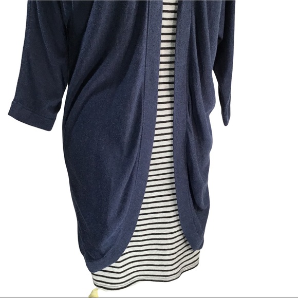 H&M - Open-Front Cardigan Sweater w/ 3/4 Sleeve Navy Blue XS (Oversized) - Picture 9 of 12